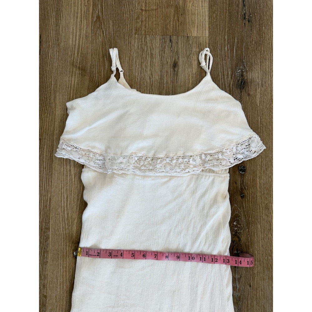 Flying Tomato Boho Lace Ruffle Maxi Dress Women M Cream Gauze Cottagecore Boho - Picture 3 of 8
